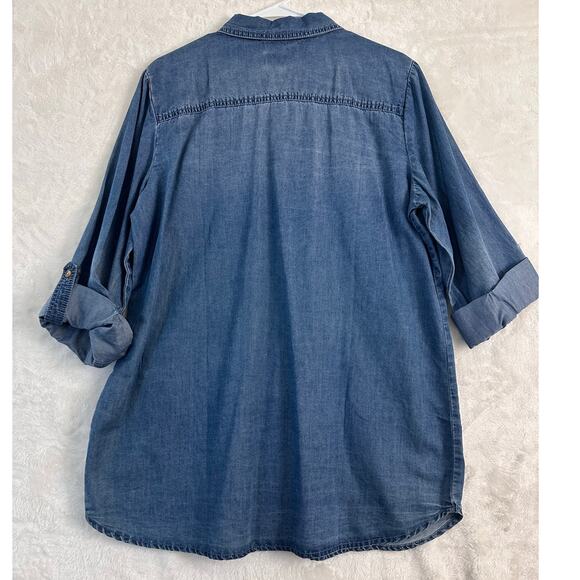 Chico's Blue Button Down Shirt - Picture 2 of 9